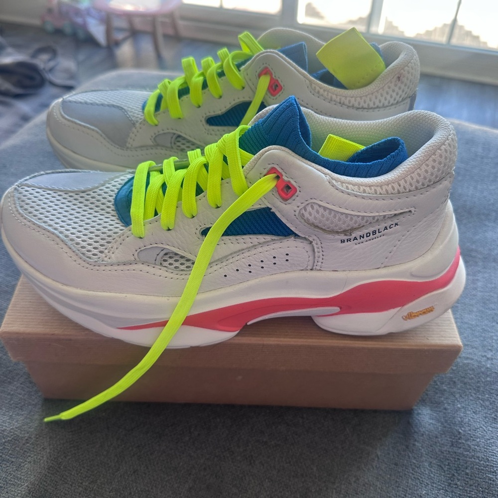 Brandblack Sneakers - White, Neon Yellow, and Pink